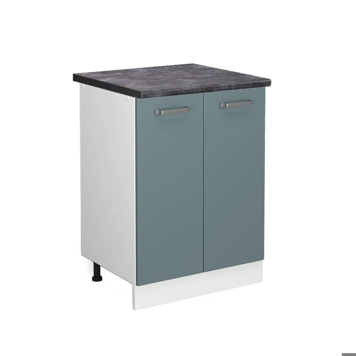 Vicco Meuble bas de cuisine Bleu-gris/Blanc 60cm plan de travail Anthracite
