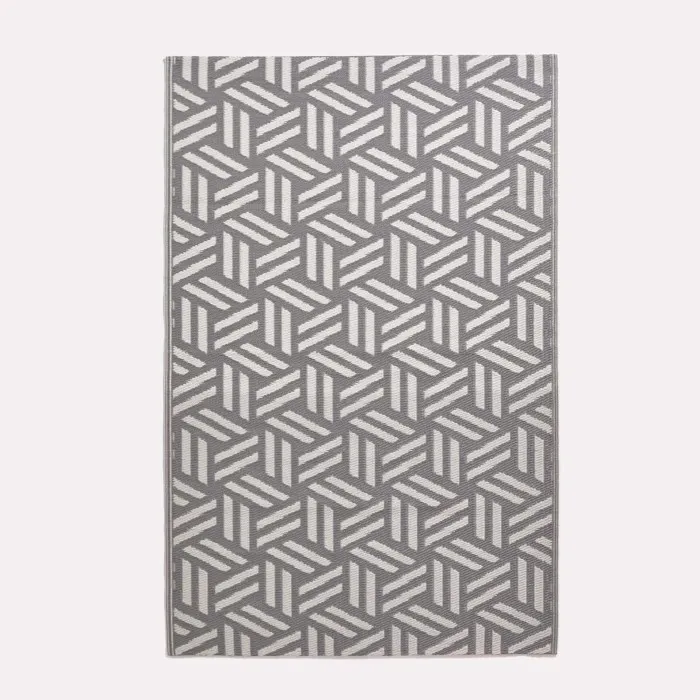 Tapis d'extérieur réversible rectangulaire - luna - gris- 120 x 180 cm - HOMESCAPES