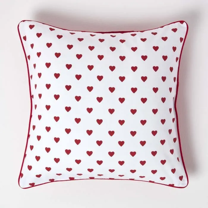 Housse De Coussin À Imprimé Coeur Rouge, 60x60cm - Homescapes