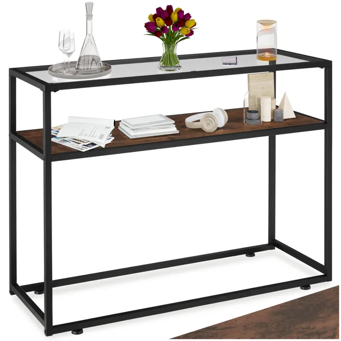 Table Console Style Industriel 100 X 41 X 80,5 Cm Bois Foncé