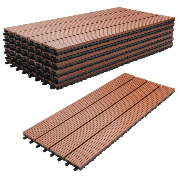 Noka - Revêtement de sol extérieur avec clip 90x30 cm 6 dalles pour jardin, patio, terrasse en WPC Oak