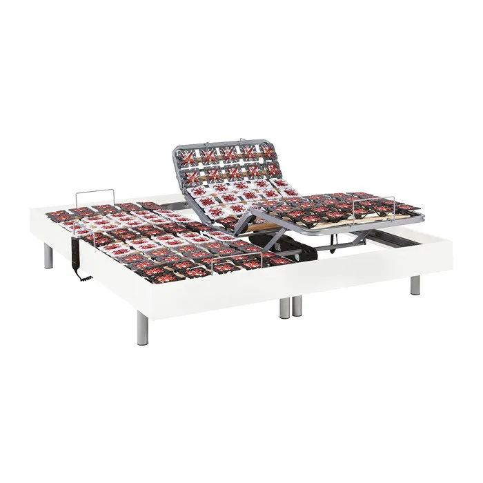 Sommier électrique de relaxation déco 2x48 plots - 2 x 70 x 190 cm - Blanc - NAFURI de YSMÉE