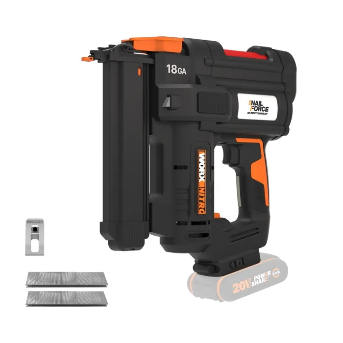 Agrafeuse 20V WORX - WX844.9 (18Ga, agrafes 19/40mm, 2 modes de tir, déblocage sans outil, 200 agrafes, sans batterie ni chargeur)