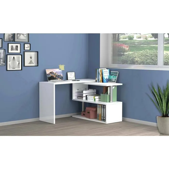 Bureau,effet Bois,blanc Brillant,120x50h75 Cm