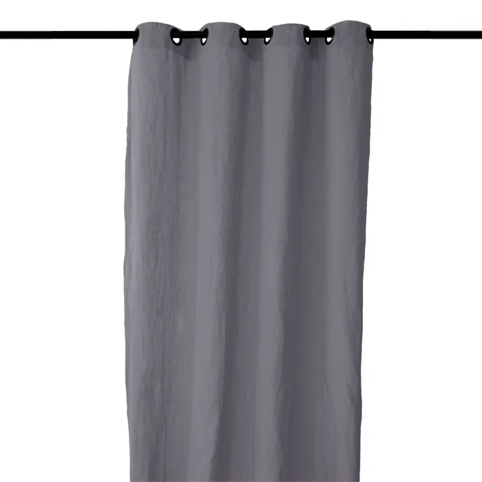 Rideau 8 Œillets 140x280 Cm Opera Deco 50% Lin Et 50% Coton Gris Brume