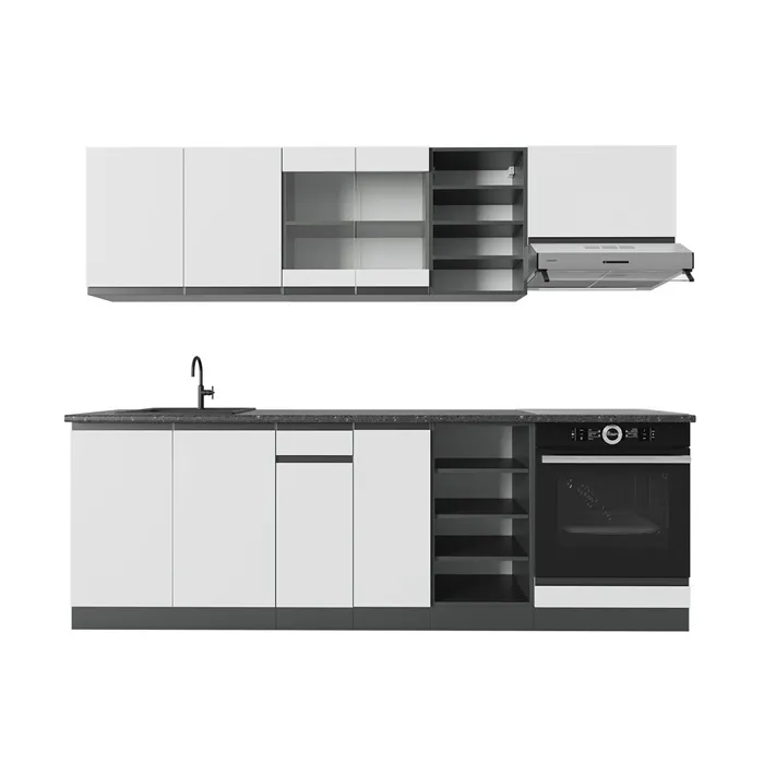 Vicco Cuisine blanc/anthracite 240cm, PT Anthracite