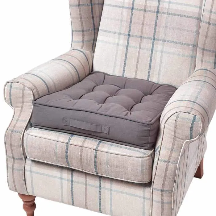 Coussin D'assise Rehausseur En Coton Gris Ardoise, 50x50x10cm - Homescapes