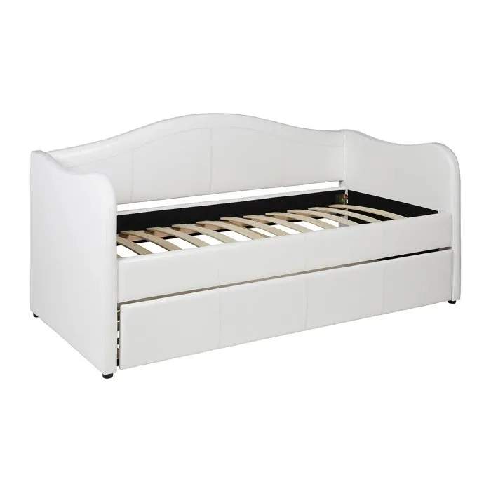 Lit banquette gigogne MATHILDE - 2 x 90 x 190 cm - Simili - Blanc