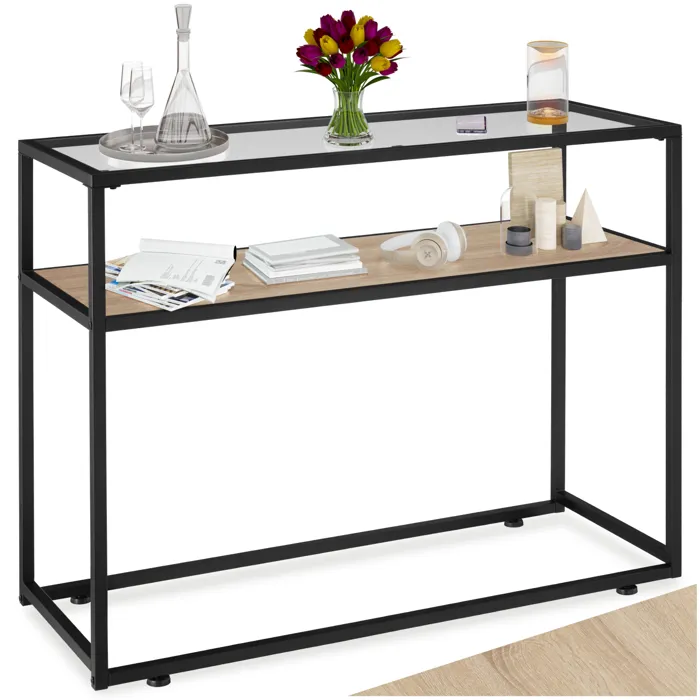 Table Console Style Industriel 100 X 41 X 80,5 Cm Bois Clair