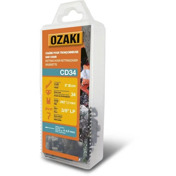 Chaîne De Tronçonneuse Ozaki Sous Coque Semi Carrée: 3/8''lp 043 (1,1mm) 34 Entraîneurs ( E34 )