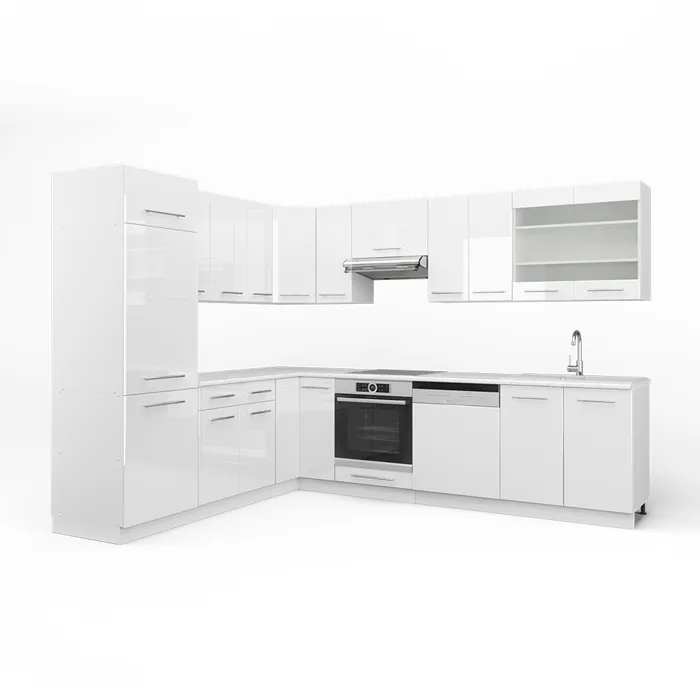 Vicco Cuisine en angle Blanc Haute brillance/Blanc 287 x 227 cm sans PT