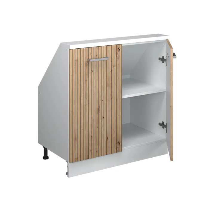 Vicco Meuble de rangement sous pente Artisan chêne/blanc avec 2 portes