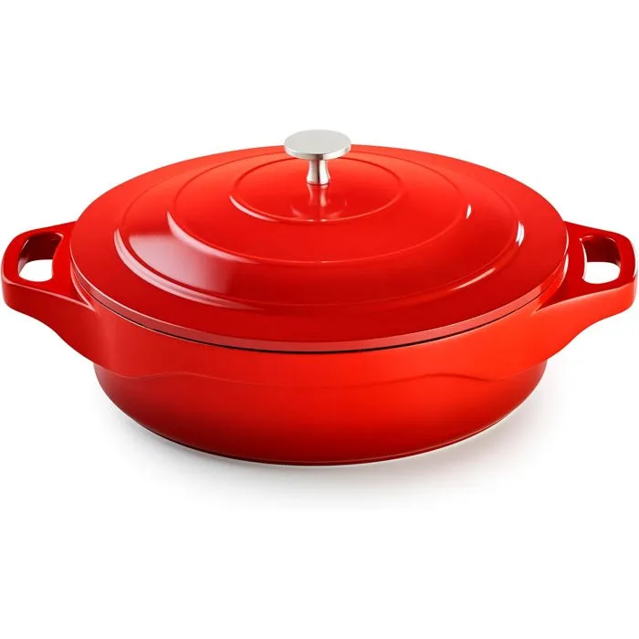 Mijoteuse Magma 28 Cm Fonte D'aluminium Avec Couvercle Alu - Pradel