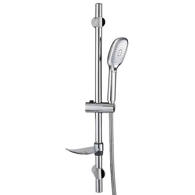 Colonne Barre de douche chromee entraxe reglable 70 cm douchette 2 jets mobile