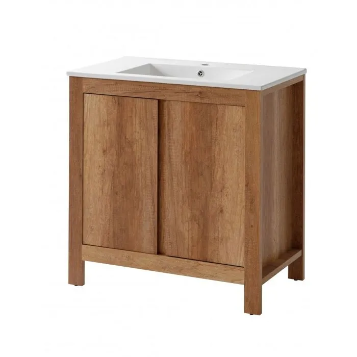 Ensemble Meuble Vasque Salle De Bain - Bois - 80 Cm - Typical Oak