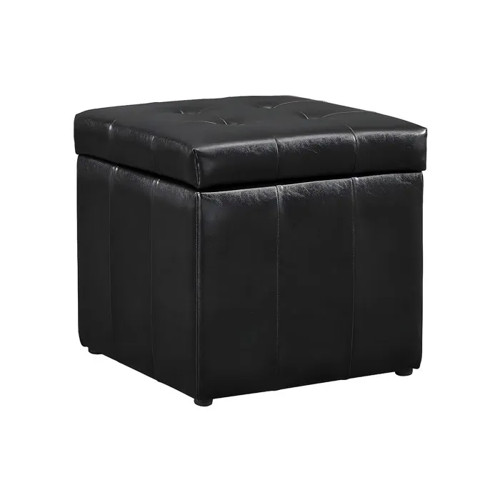 Pouf Coffre De Rangement Serafino En Simili - Noir