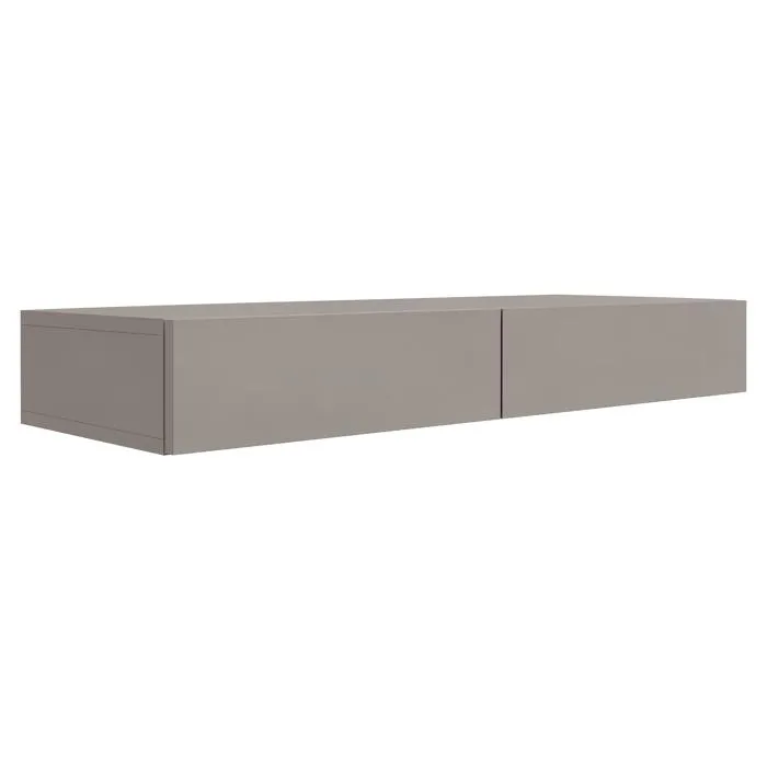 Coiffeuse suspendue avec deux tiroirs, façade lisse - Taupe, 100 x 39,6 x 16 cm