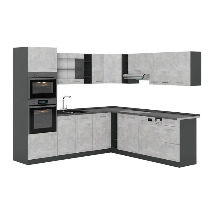 Vicco Cuisine en angle Béton/Anthracite 247 x 237 cm sans PT