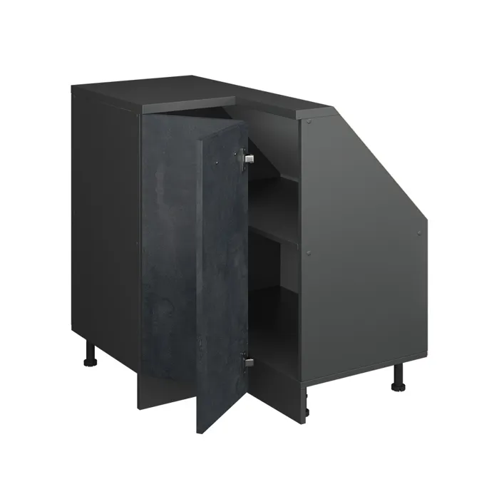 Meuble De Rangement Sous Pente Armoire D'Angle Rion, Noir Béton/anthracite, 75.6x81.6cm Avec 1 Porte, Vicco