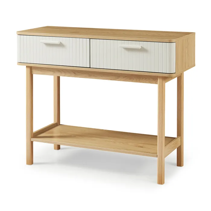 Table console Ferrersp 100 x 40 x 80 cm effet chêne / couleur sable en.casa