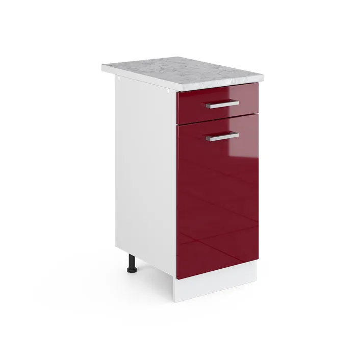Vicco Meuble cuisine Rouge brillant 40cm, PT Marbre