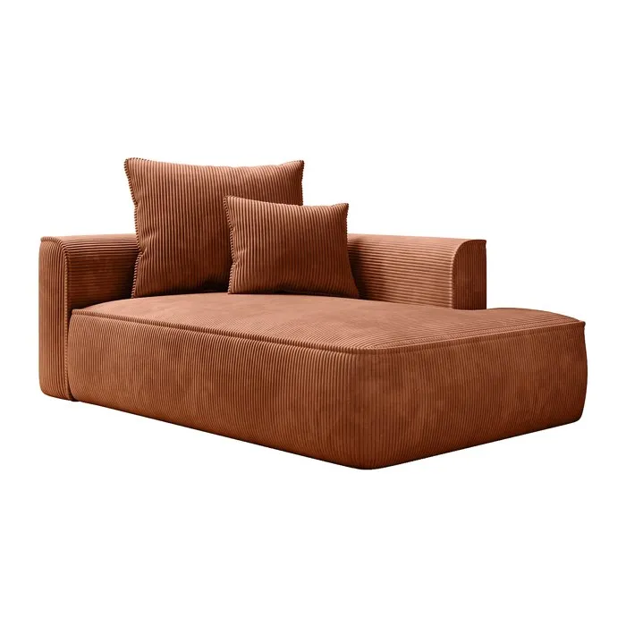 Méridienne droite en velours côtelé terracotta PINETA