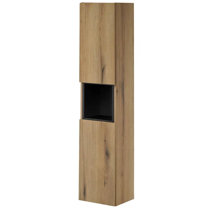 Meuble colonne pour salle de bain NEWPORT 30 x 140 x 25 cm aspect chêne noir en.casa