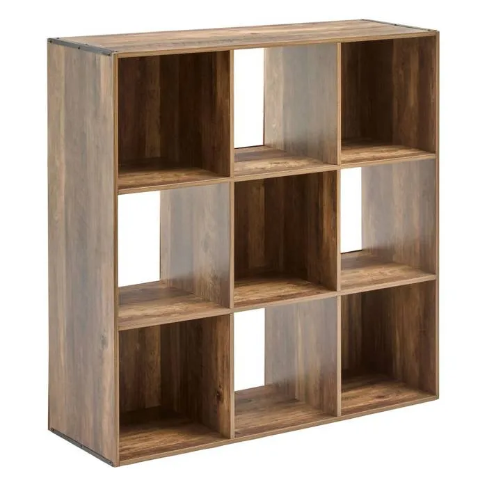 Étagère 9 Cases Indus "mix N' Modul" Effet Bois Foncé - 5five