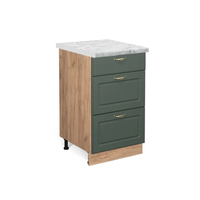 Vicco Meuble cuisine Vert Or Campagne/Chêne doré 50cm plan de travail Marbre