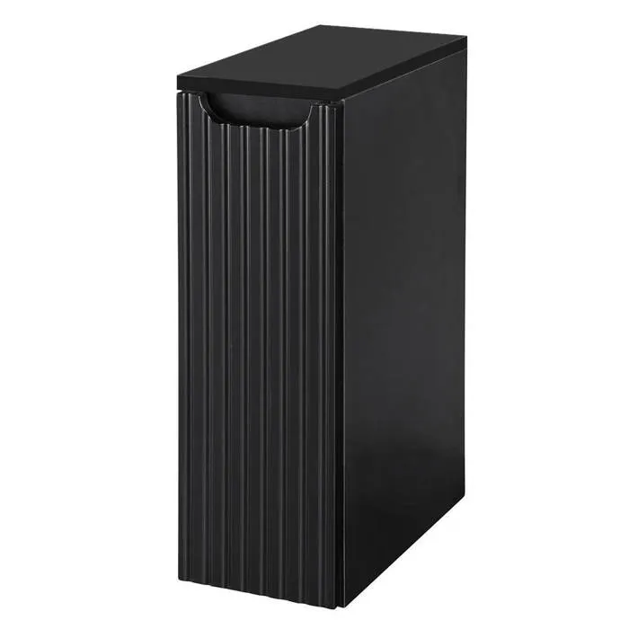 Meuble bas de salle de bain avec 1 porte - NEWPORT 20 x 60 x 40 cm rainuré noir en.casa