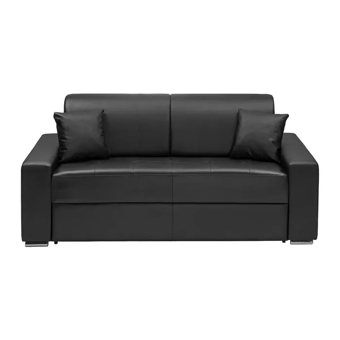 Canapé 3 places convertible express en simili - Noir - Couchage 140 cm - Matelas 18 cm EMIR