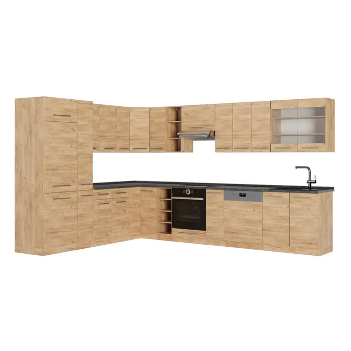Vicco Cuisine en angle Chêne de force doré/Chêne de force doré 347 x 257 cm, PT Anthracite