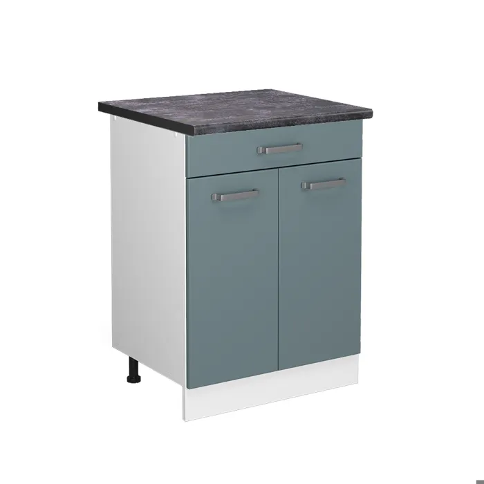 Vicco Meuble cuisine Bleu-gris/Blanc 60cm avec tiroir plan de travail Anthracite