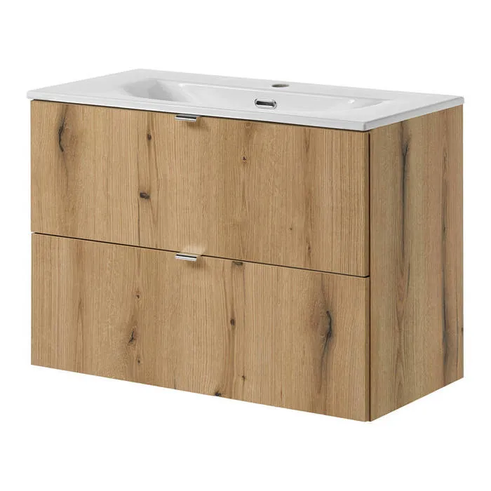 Meuble sous lavabo avec vasque 80 x 57 x 39 cm chêne NEWPORT