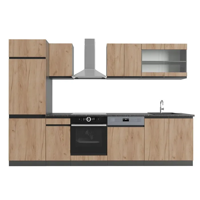 Vicco Cuisine Chêne doré/anthracite 300cm, PT Anthracite