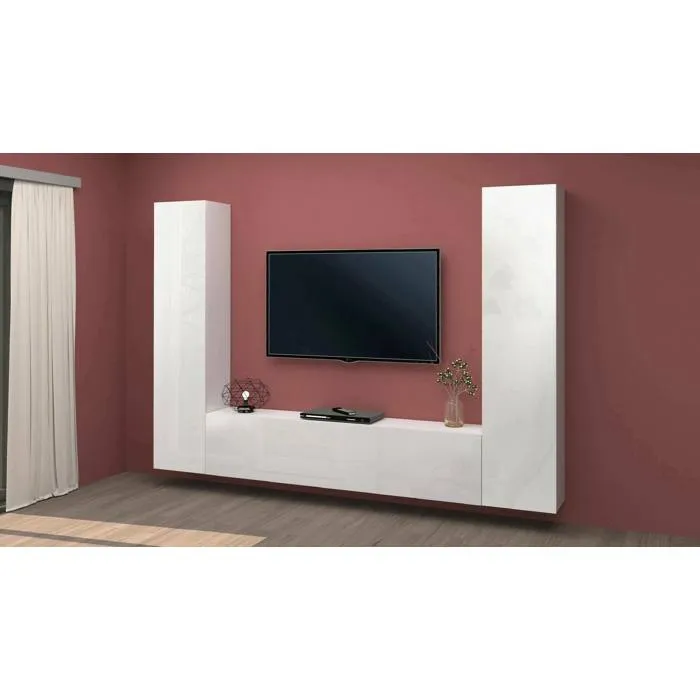 Système Mural Ddurmis, 260x30h180 Cm, Blanc Brillant