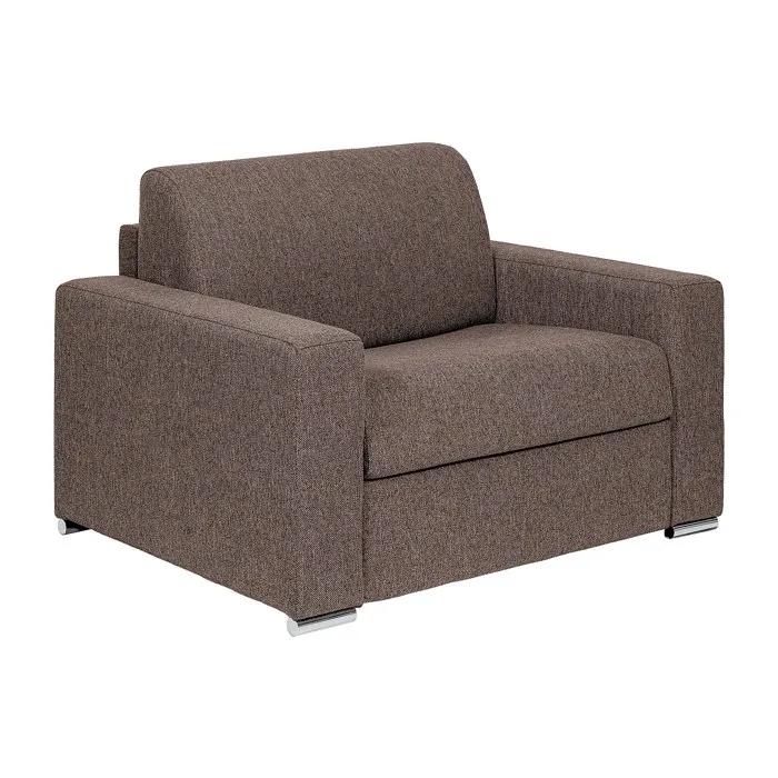 Fauteuil convertible express en tissu chiné chocolat - Couchage 70 cm - Matelas 14 cm - CALITO