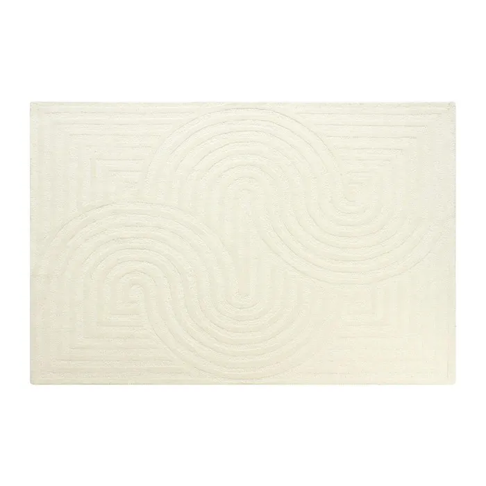 Tapis 100% laine tufté main - 200 x 290 cm - Blanc cassé - 2000g/m² - LUZAN