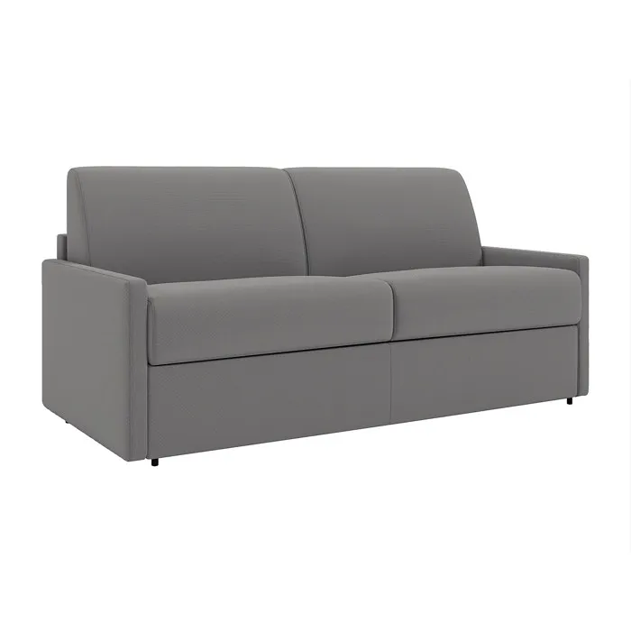 Canapé 2 places convertible express en tissu gris clair - Couchage 120 cm - Matelas 22 cm avec mémoire de forme CALIFE