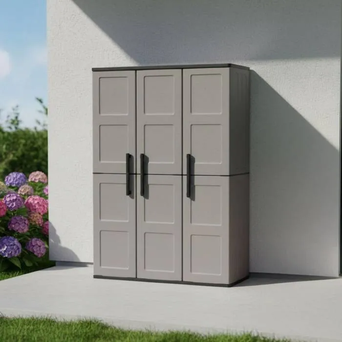 Armoire Extérieure,en Pvc,gris Noir,102x37h163 Cm