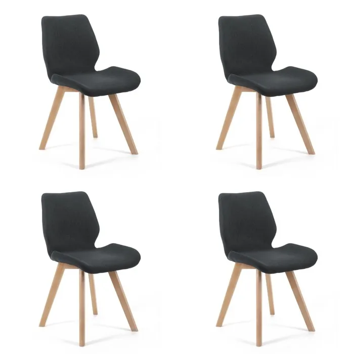 Lot de 4 chaises de salle à manger en tissu AKORD SJ.0159 Noir