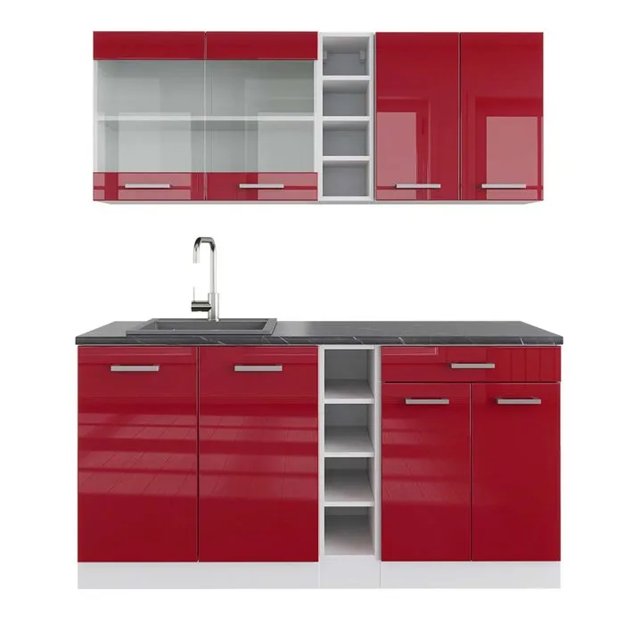 Vicco Cuisine rouge brillant/blanc 160cm, PT Anthracite