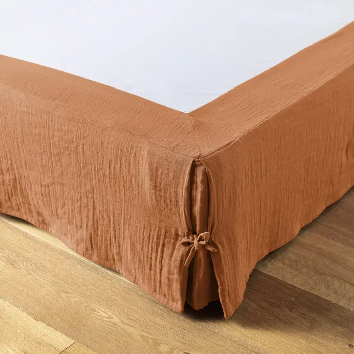 Cache-sommier 160 x 200 cm Double Gaze de Coton 125 g/m² Gaïa Abricot