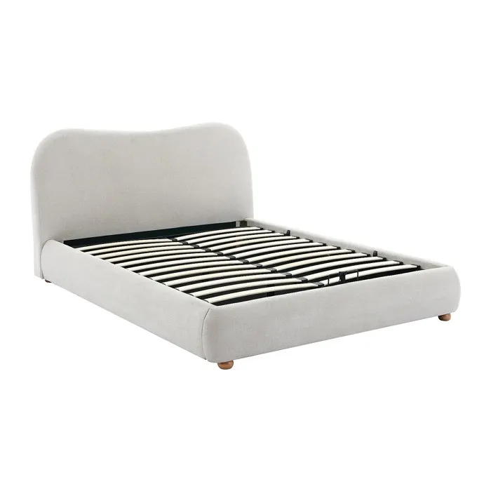 Lit coffre 160 x 200 cm - Tissu - Beige - VANARI