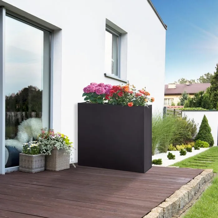 Bac à plantes Vaargel acier galvanisé 82 x 90 x 30 cm noir casa.pro