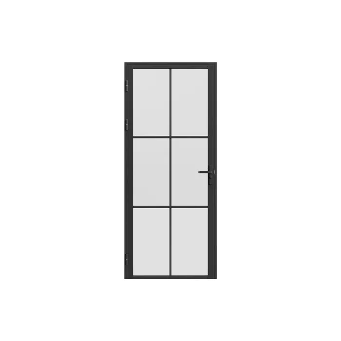 Bloc porte réversible en aluminium et verre dépoli - H204 x L83 cm - Noir - SEROTO