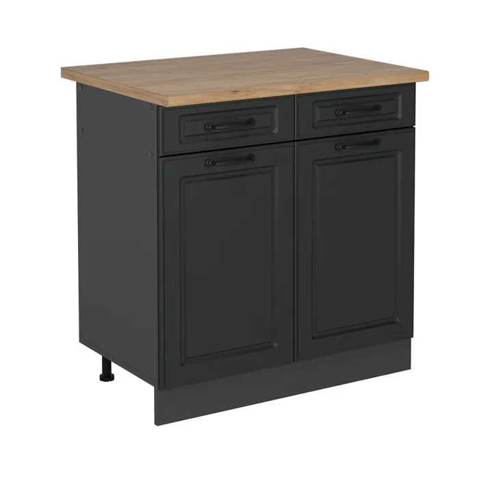 Vicco Meuble cuisine Anthracite campagne 80cm, PT Chêne