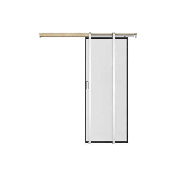 Porte coulissante avec système à galandage - aluminium et verre trempé dépoli - H205 x L93 cm - LINCI II