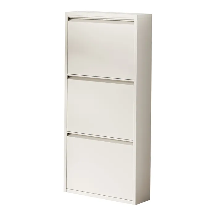 Meuble à chaussures Sokndal à 3 tiroirs inclinables blanc cassé en.casa
