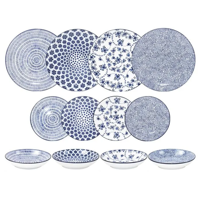 Service d'assiettes Armonia Bleu 12 pièces Ibili